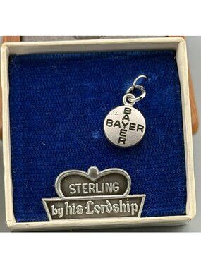 Vintage Bayer Aspirin Sterling Silver Charm HRL Pharmacy Advertising Pendant 3/8